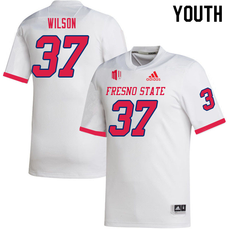 Youth #37 Ryan Wilson Fresno State Bulldogs College Football Jerseys Sale-White - Click Image to Close